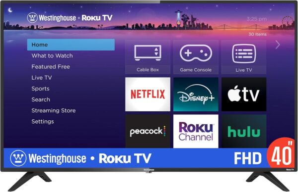 Westinghouse Roku TV - 40 Inch Smart, 1080P LED Full HD with Wi-Fi Connectivity and Mobile App, Flat Screen Compatible with Apple Home Kit, Alexa and Google Assistant