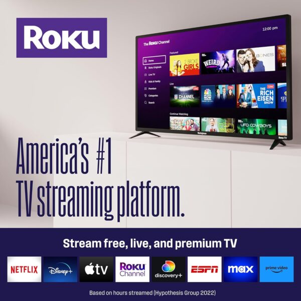 Westinghouse Roku TV - 40 Inch Smart, 1080P LED Full HD with Wi-Fi Connectivity and Mobile App, Flat Screen Compatible with Apple Home Kit, Alexa and Google Assistant - Image 2